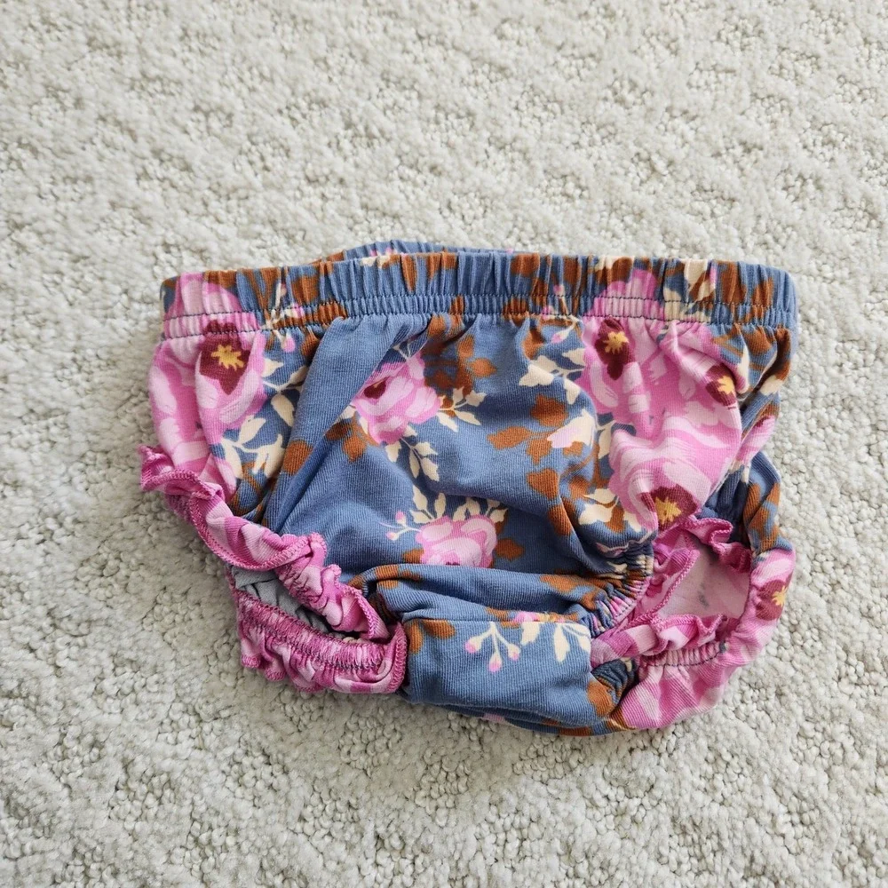 Matilda Jane Baby Girls‎ Blue Pink Floral Ruffle Diaper Cover Bloomer 6-12M